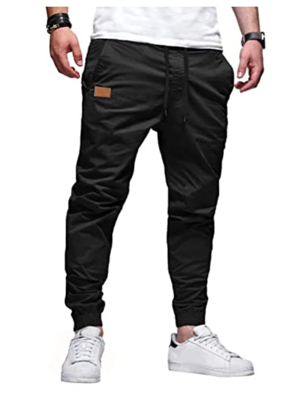 JMIERR Men's Casual Twill Jogger Pants with Drawstring and Pockets